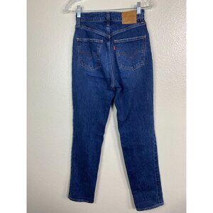 Levis Premium 70s High Slim Straight Jeans Womens Size 25 Blue Denim Classic 31"